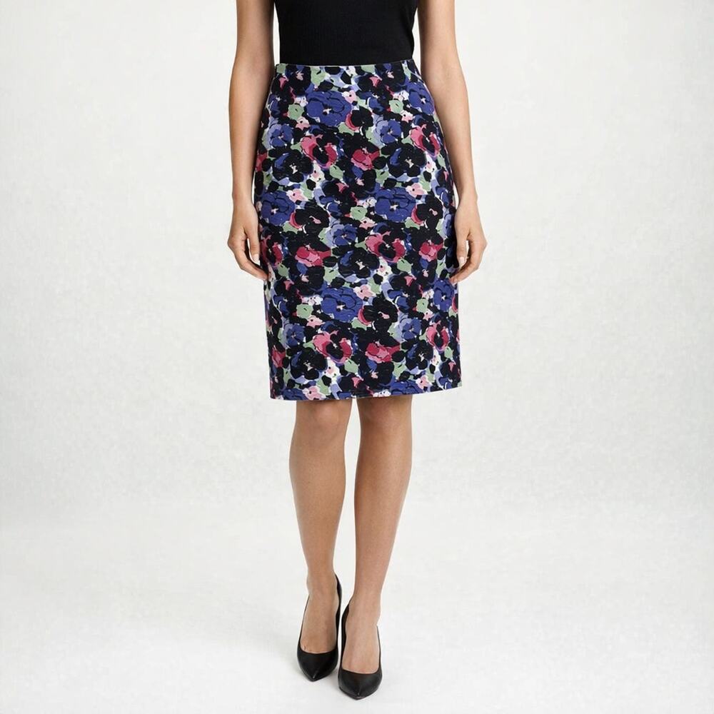 Talbots Floral Watercolor Pencil Skirt Size 12, Cotton
